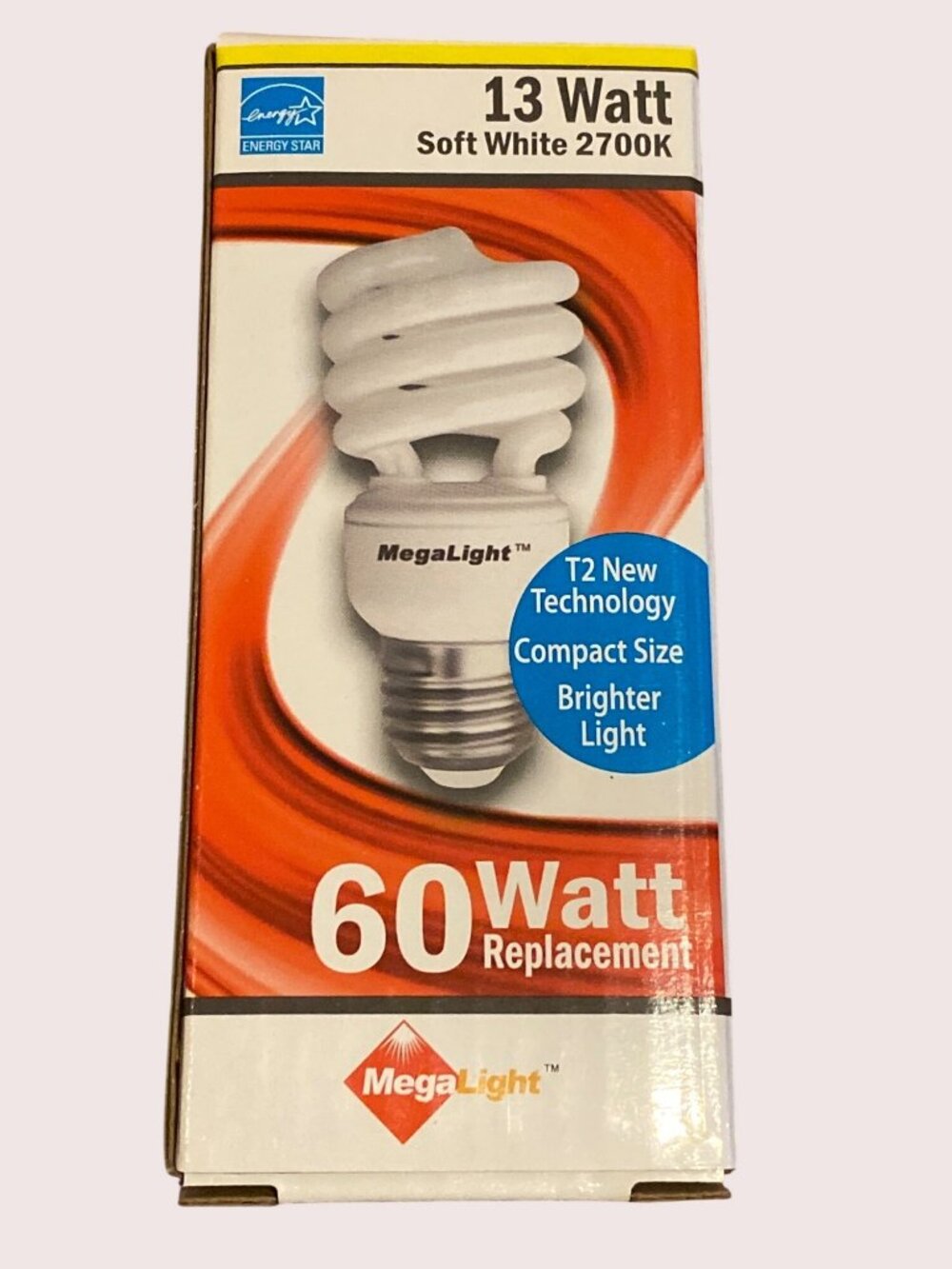 Megalight Bulb Mini Twist Soft White 2700K ENERGY STAR 13 Watt 60 Watt Replaceme